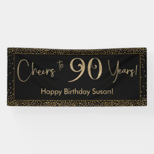 Feier zu 90 Jahre Geburtstag Schwarz mit Gold Conf Banner