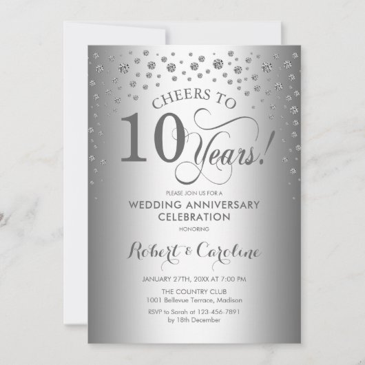 Feier zum 10. Jahrestag - Silber Einladung (Vorderseite)