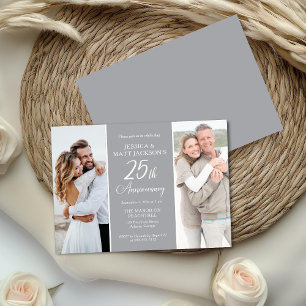 Feier zum 25. Hochzeitstag Damals und Heute Einladung
