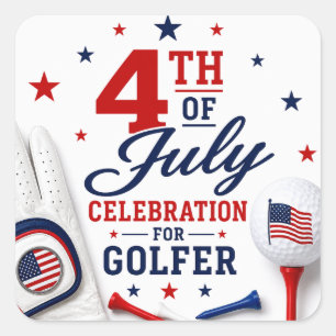 Feier zum 4. Juli für Golfer Quadratischer Aufkleber