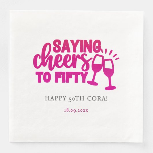 Feier zum 50. Geburtstag Fuschia-Party Serviette (Vorderseite)