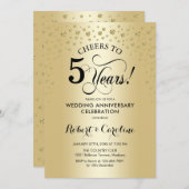 Feier zum 5. Jahrestag - Gold Black Einladung (Vorne/Hinten)