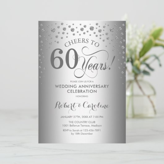 Feier zum 60. Jahrestag - Silber Einladung (Stehend Vorderseite)