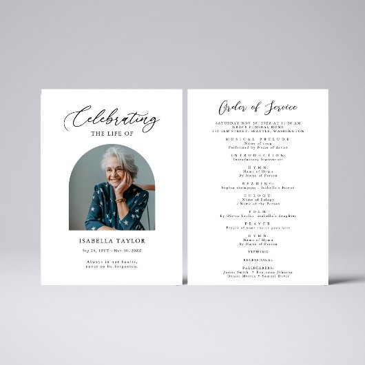 Feier zum Foto der Lebensbeerdigung Programm