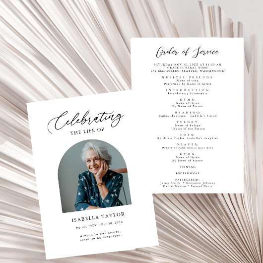 Feier zum Foto der Lebensbeerdigung Programm