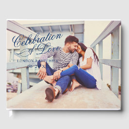 Feier zum Foto der Liebe Navy Blue Wedding Gästebuch