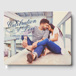 Feier zum Foto der Liebe Navy Blue Wedding Gästebuch