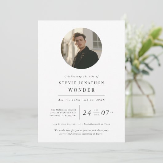 Feier zum Foto des Beerdigungstages Einladung (Stehend Vorderseite)