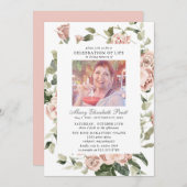 Feier zum Foto des Lebens Rosa Rose Einladung (Vorne/Hinten)