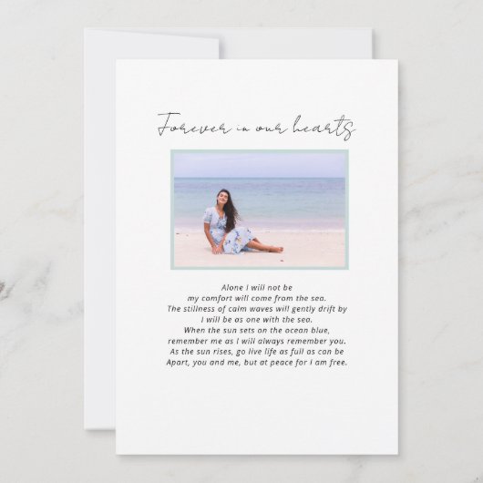 Feier zum Foto Tropical Beach Beerdigung Einladung (Rückseite)