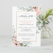 Feier zum Gedenken an das Leben Rosa Rosa Einladung (Stehend Vorderseite)