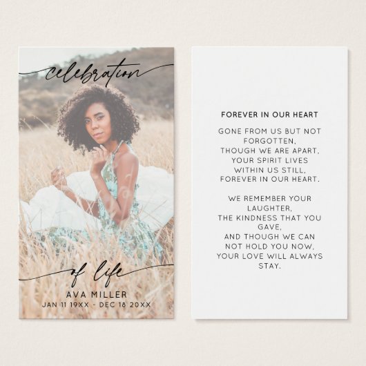 Feier zum Gedenken an das Leben und die Beerdigung (Vorne & Hinten)