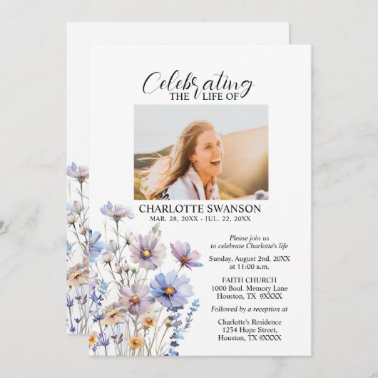 Feier zum Gedenken an die Blume des Lebens Foto &  Einladung (Vorne/Hinten)