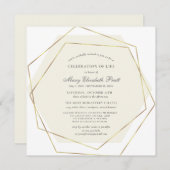 Feier zum Leben Beerdigung Gold geometrischer Rahm Einladung (Vorne/Hinten)