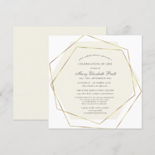 Feier zum Leben Beerdigung Gold geometrischer Rahm Einladung