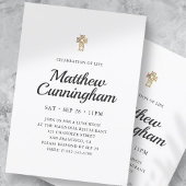 Feier zum Leben der einfachen Imitate Gold Cross Einladung