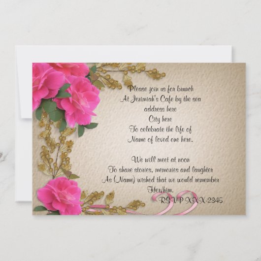 Feier zum Leben Einladung (Rückseite)