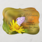 Feier zum Leben Einladung Cassius Butterfly (Vorne/Hinten)