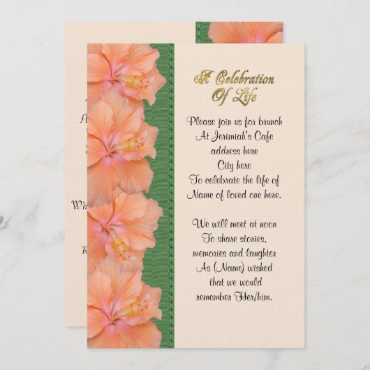 Feier zum Leben Einladung Hibiskus (Vorne/Hinten)