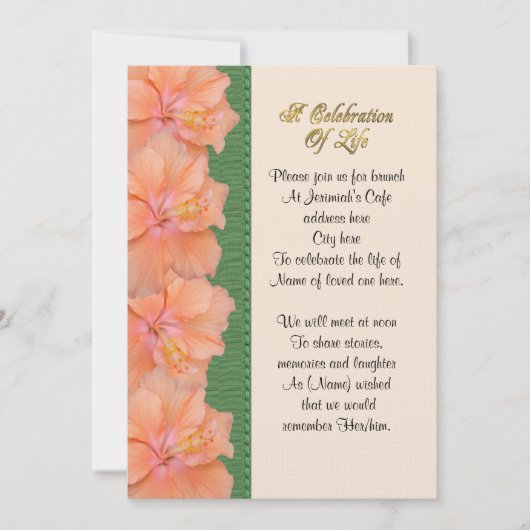 Feier zum Leben Einladung Hibiskus (Vorderseite)