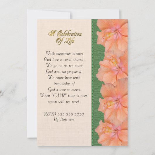 Feier zum Leben Einladung Hibiskus (Rückseite)
