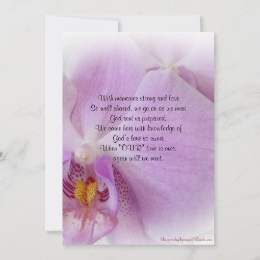 Feier zum Leben Einladung Orchid (Rückseite)