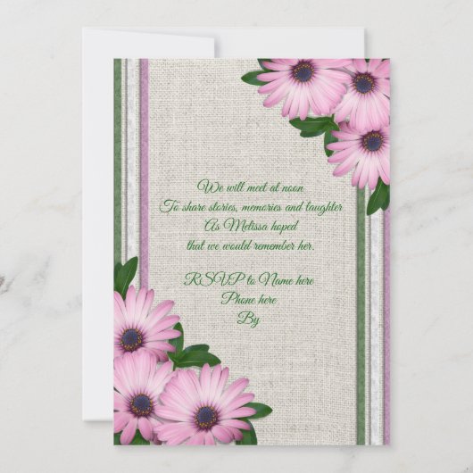 Feier zum Leben Einladung zu Leinen (Rückseite)