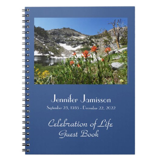 Feier zum Leben im Gästebuch Alpenische Wildblumen Notizblock (Vorderseite)