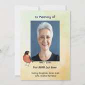 Feier zum Leben Robin Garden Bird Einladung (Rückseite)