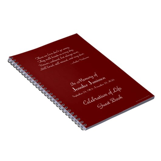 Feier zum Life Guest Book Brick Red Notebook Notizblock (Rechte Seite)