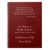 Feier zum Life Guest Book Brick Red Notebook Notizblock (Vorderseite)