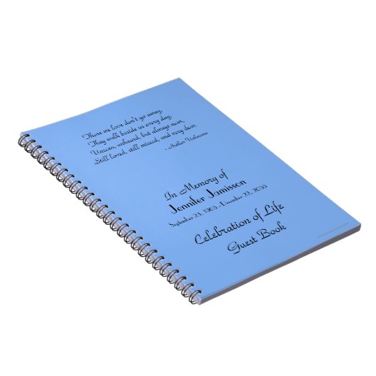Feier zum Life Guest Book Pale Blue Notebook Notizblock (Rechte Seite)