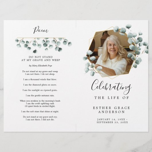 Feier zum Programm zur Beerdigung von Leben Flyer (Vorne)