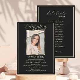 Feier zum Schwarzen Foto und Gedicht des Lebens Einladung