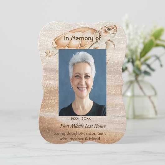 Feier zum Service Beach Sea Turtle Einladung (Stehend Vorderseite)