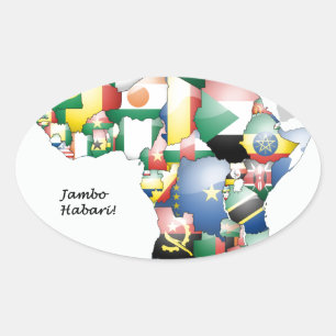 Feier zum Thema "Afrika in Flags Design" Ovaler Aufkleber