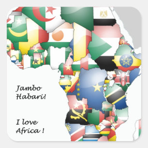 Feier zum Thema "Afrika in Flags Design" Quadratischer Aufkleber