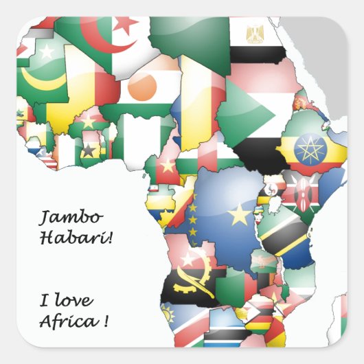 Feier zum Thema "Afrika in Flags Design" Quadratischer Aufkleber (Vorderseite)