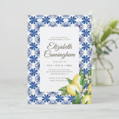 Feier zum Thema "Lebensfarbene mediterrane Fliesen Einladung (Stehend Vorderseite)