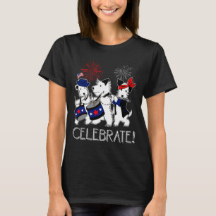 Feier zum vierten Juli Terrier Hunde marschieren T-Shirt
