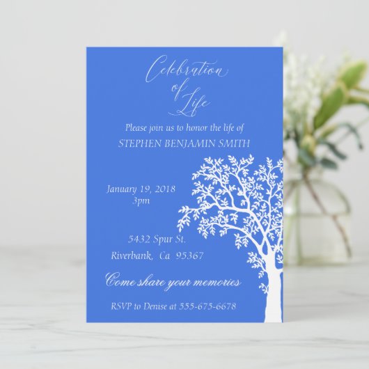 Feier zum White Tree des Lebensdenkmals Einladung (Stehend Vorderseite)