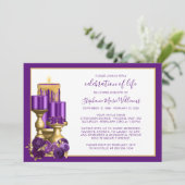 Feier zur Beerdigung der Lila Kandle der Lebensbee Einladung (Stehend Vorderseite)