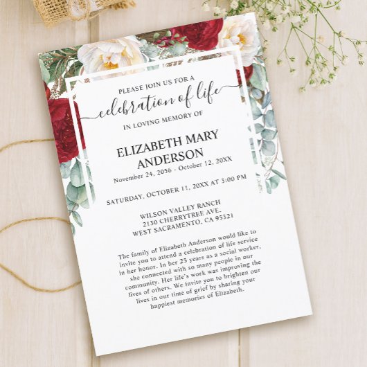 Feier zur Beerdigung von Rote Rosen Einladung