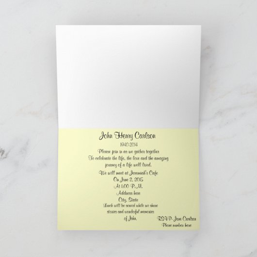 Feier zur Gedenkveranstaltung zum Gedenken an das Einladung (Innenseite)