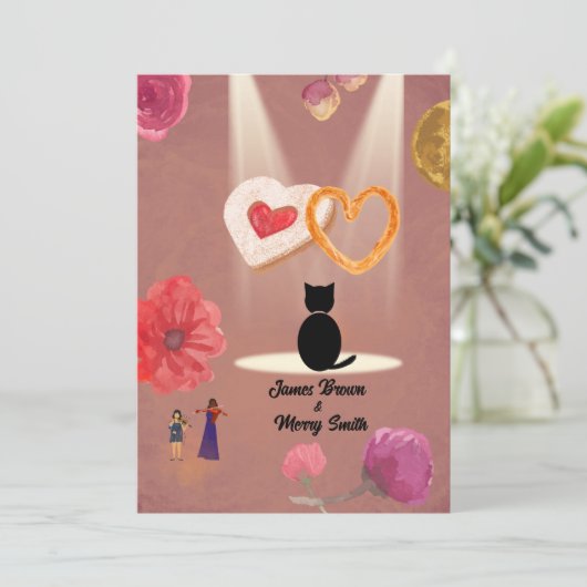 Feier zur Hochzeit des Schwarzen Katzen-Registrar Einladung (Stehend Vorderseite)