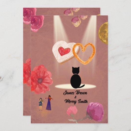 Feier zur Hochzeit des Schwarzen Katzen-Registrar Einladung (Vorne/Hinten)