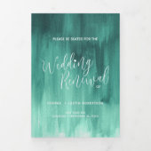 Feier zur Hochzeitserneuerung smaragdgrün abstrakt Dreifach-gefaltete Programmkarte (Cover)