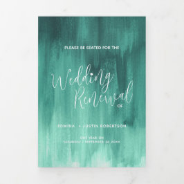 Feier zur Hochzeitserneuerung smaragdgrün abstrakt Dreifach-gefaltete Programmkarte