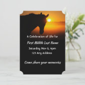 Feier zur Silhouette des Lebensdienstpferdes Einladung (Stehend Vorderseite)