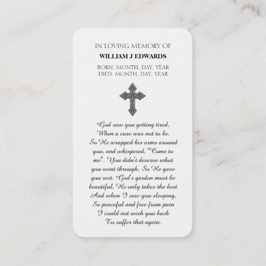 Feier zur Sympathie-Karte der lebenslangen Blume Visitenkarte (Rückseite)